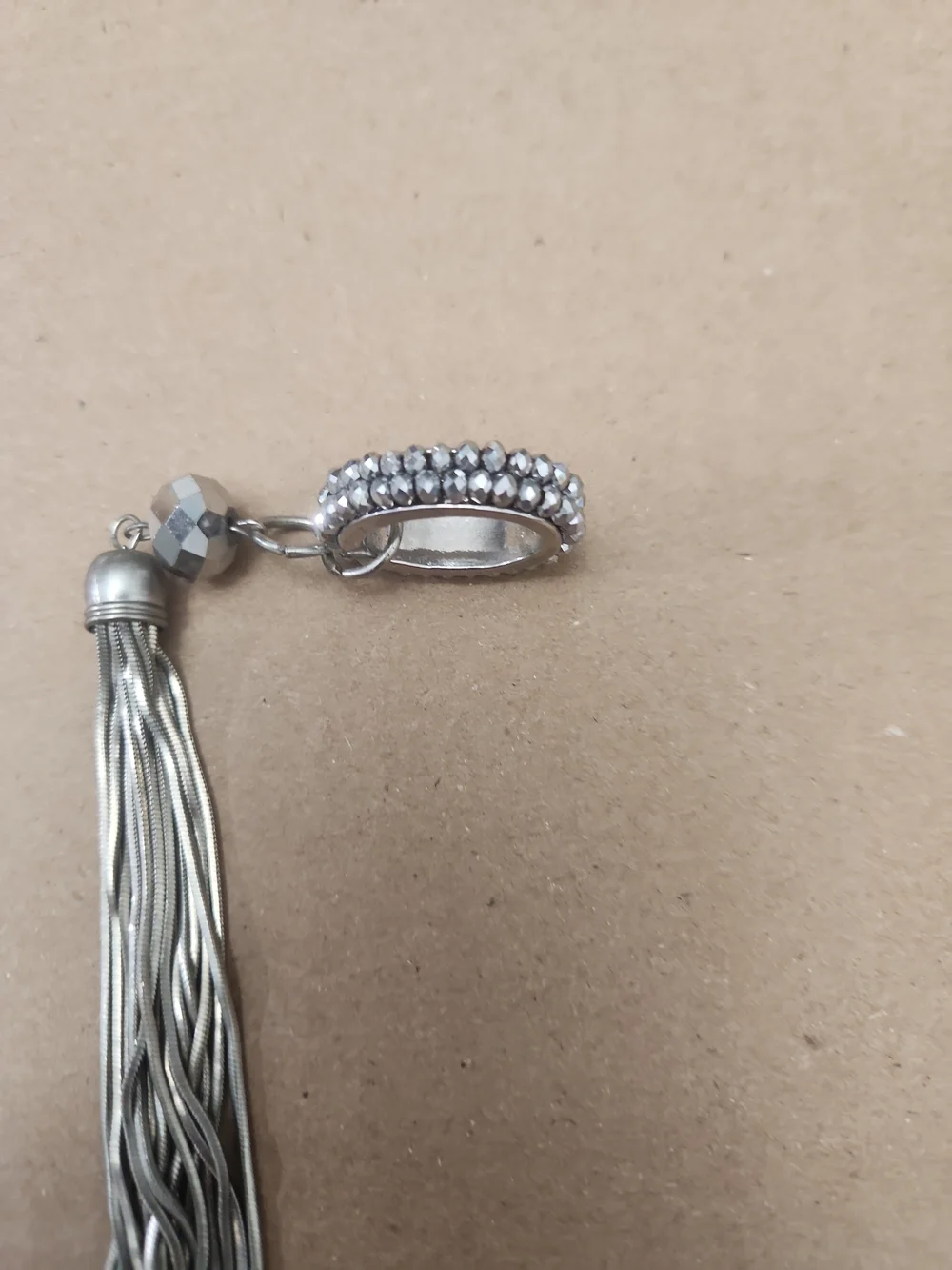 Silver Tassel Pendant Charm - Elegant Drop Accent